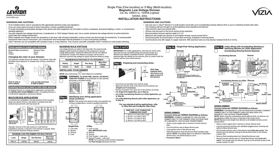 LEVITON VZM101L DIMMER INSTALLATION INSTRUCTIONS ManualsLib