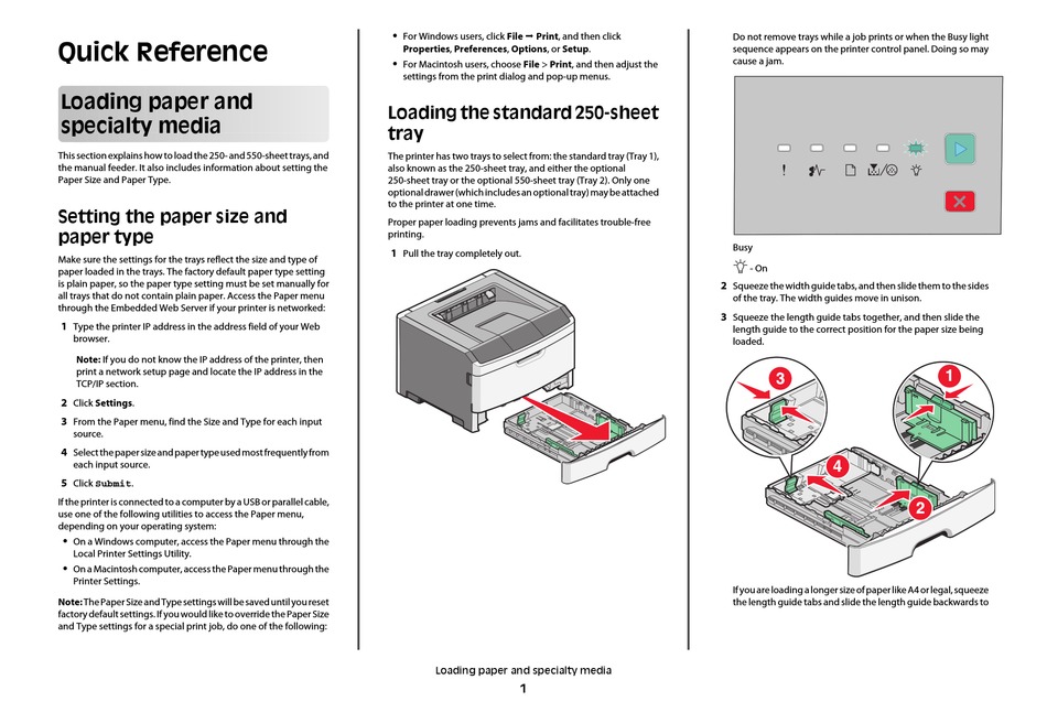 Lexmark E260d Quick Reference Pdf Download Manualslib