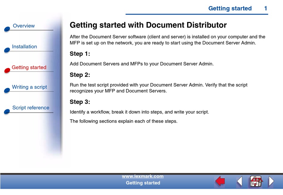 LEXMARK DOCUMENT DISTRIBUTOR GETTING STARTED Pdf Download ManualsLib