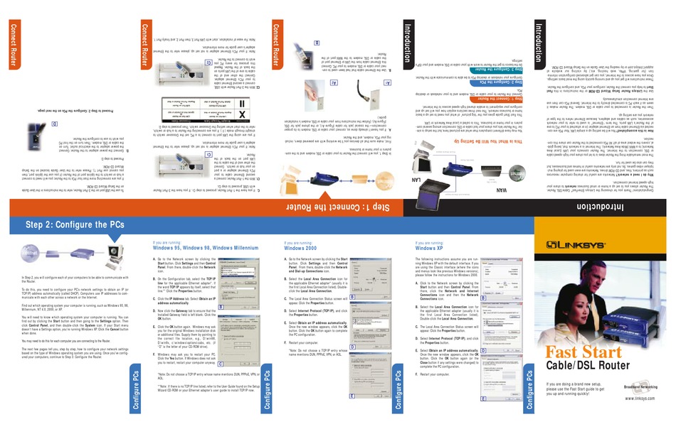 LINKSYS BEFSR11 NETWORK ROUTER FAST START ManualsLib