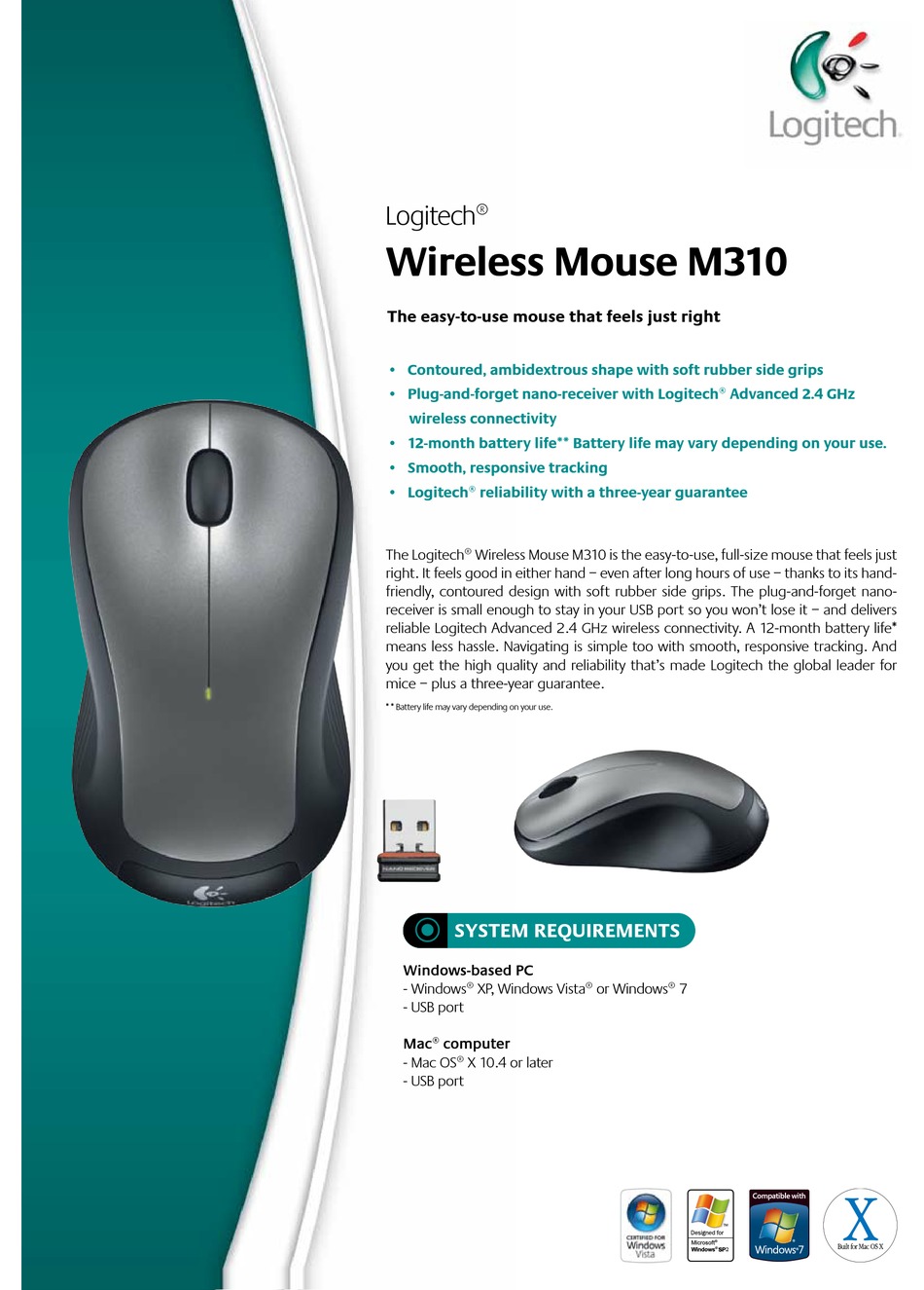logitech m310 mouse setpoint