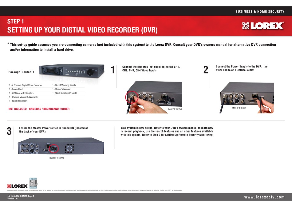 LOREX L3104000 DVR INSTALL MANUAL ManualsLib