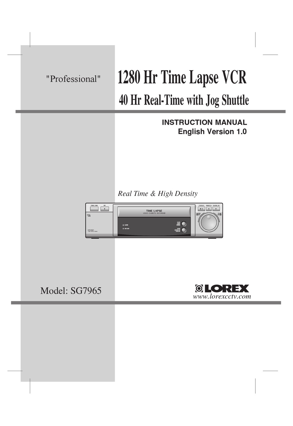 LOREX SG7965 VCR INSTRUCTION MANUAL ManualsLib
