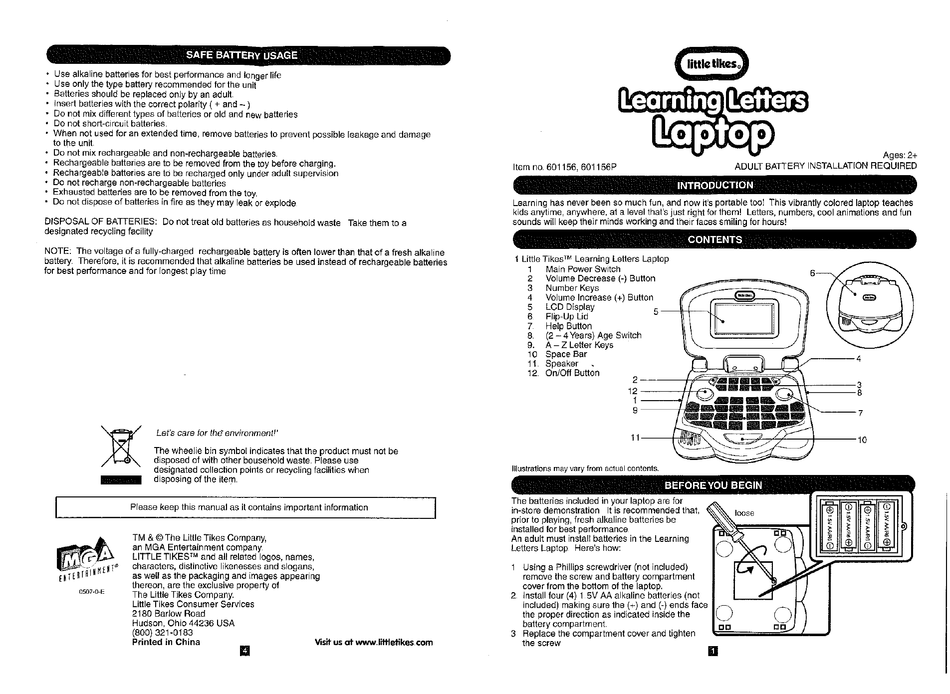 LITTLE TIKES 601156 USER MANUAL Pdf Download ManualsLib