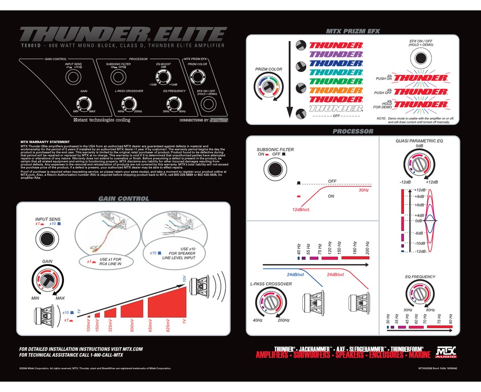 MTX THUNDER ELITE TE801D CAR AMPLIFIER INSTALL MANUAL | ManualsLib