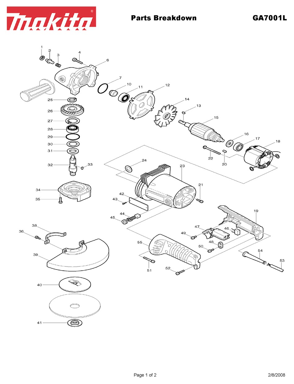 MAKITA GA7001L GRINDER PARTS BREAKDOWN ManualsLib
