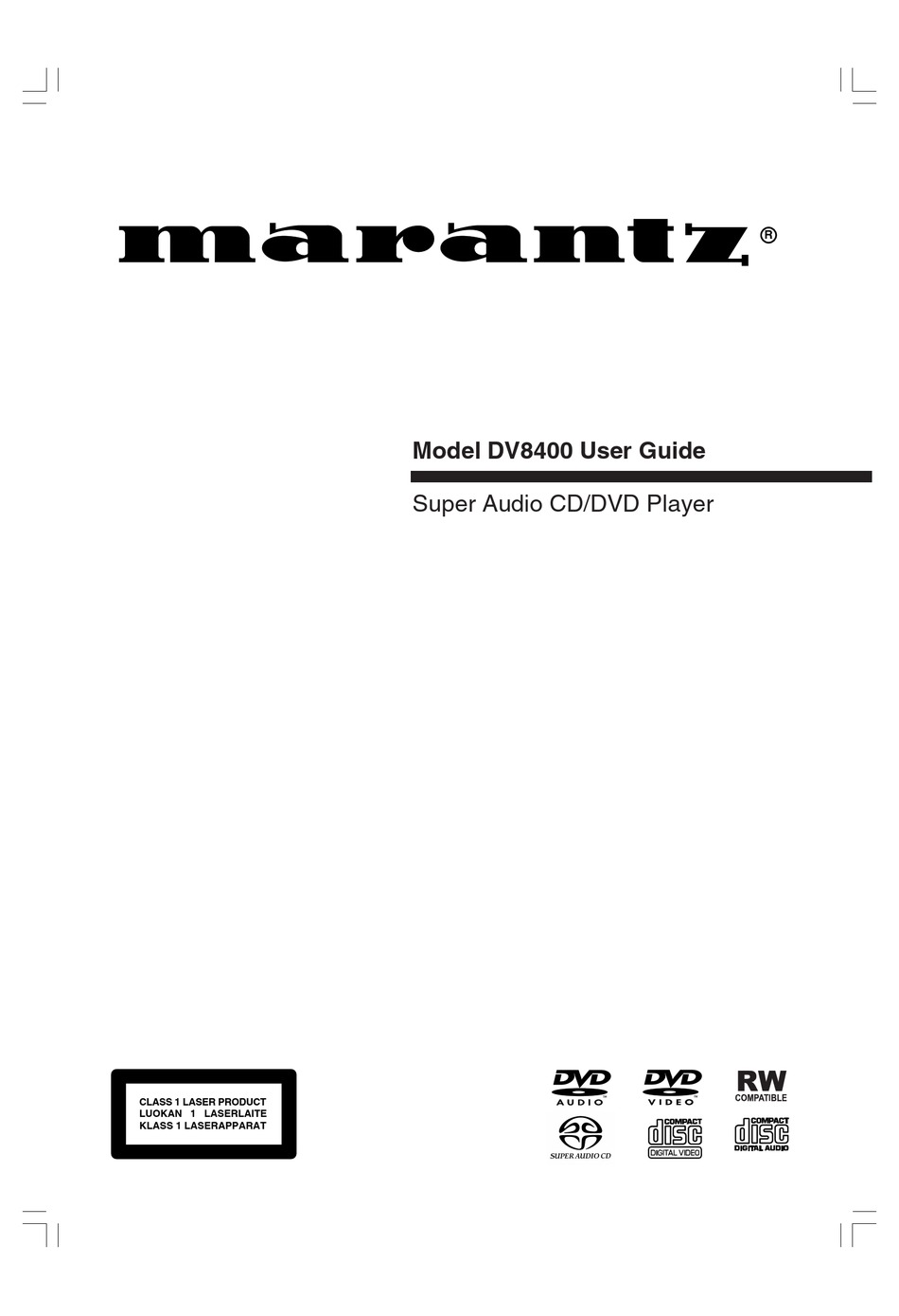 Marantz Dv8400 User Manual Pdf Download Manualslib