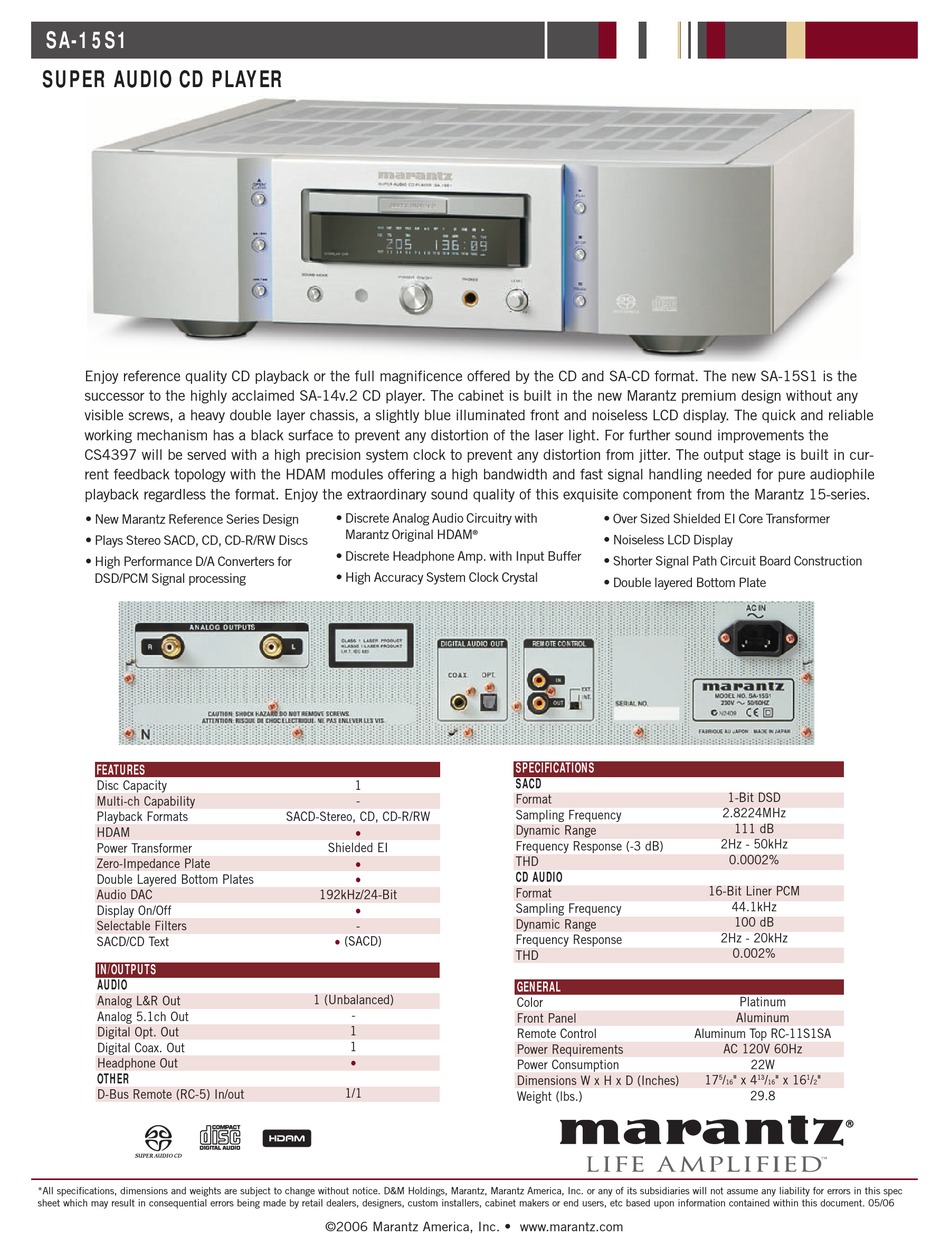 好評につき延長！ SA 15S1 SA-15S1 MARANTZ - fullgauge.com