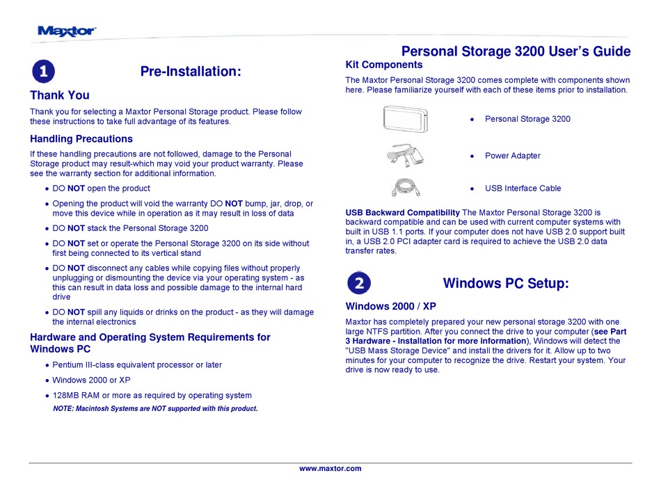 how to use maxtor personal storage 3200