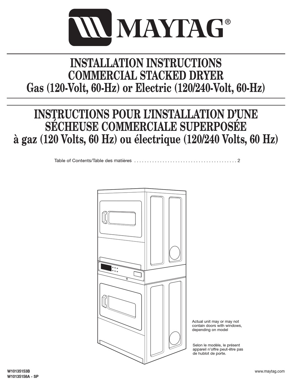 MAYTAG MLE24PRAY DRYER INSTALLATION INSTRUCTIONS MANUAL ManualsLib