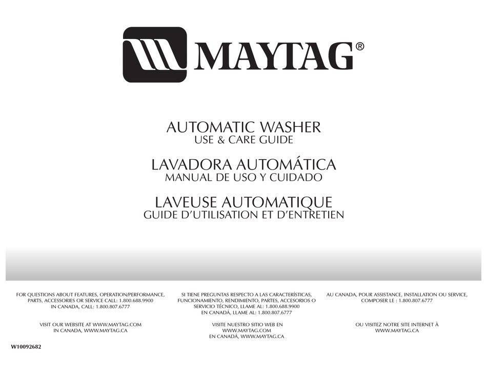 MAYTAG MTW5900TW WASHER USE AND CARE MANUAL | ManualsLib