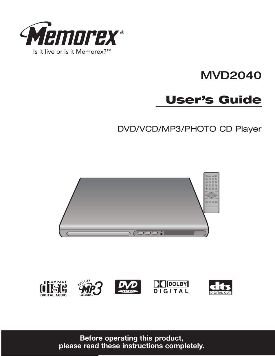 MEMOREX MVD2040 USER MANUAL Pdf Download | ManualsLib