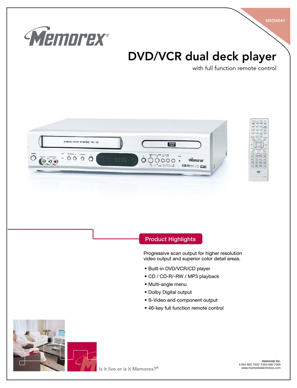 MEMOREX MVD4541 SPECIFICATIONS Pdf Download | ManualsLib