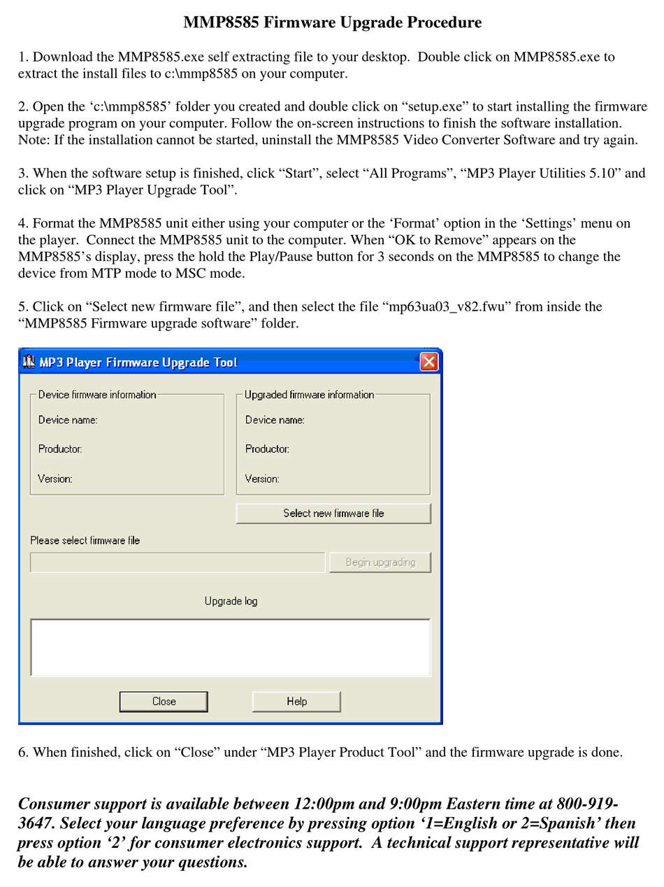 MEMOREX MMP8585C MP3 PLAYER FIRMWARE UPGRADE MANUAL ManualsLib