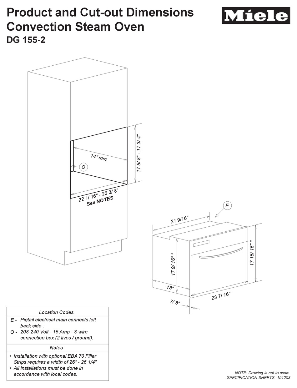 MIELE DG 1552 OVEN PRODUCT DIMENSIONS ManualsLib