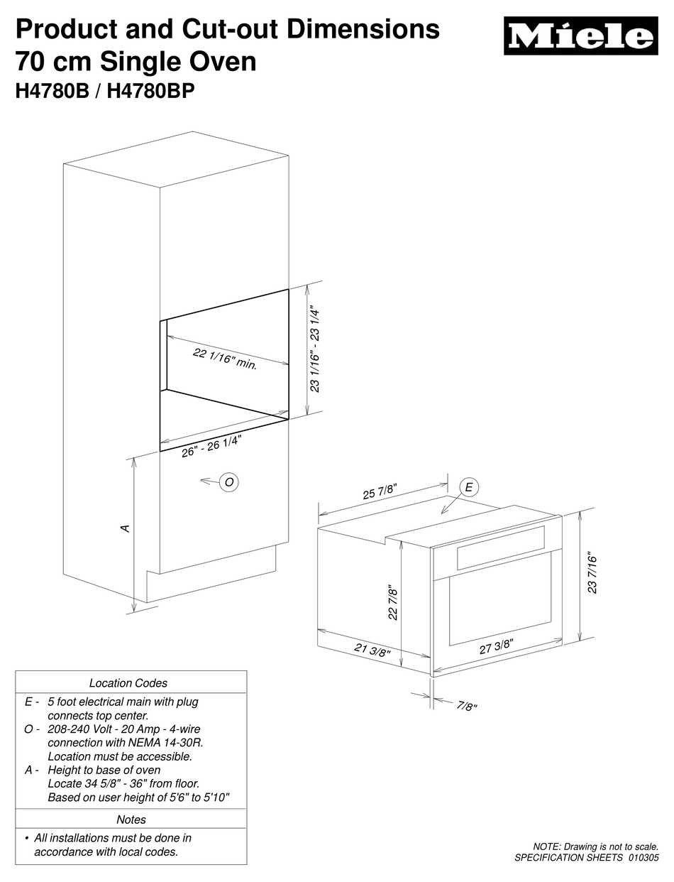 MIELE H4780B OVEN DIMENSIONS ManualsLib