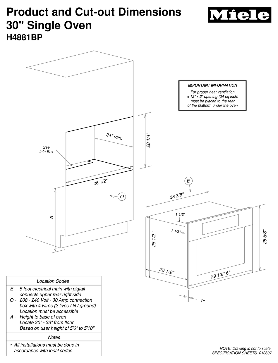 MIELE H4881BP OVEN DIMENSIONS ManualsLib