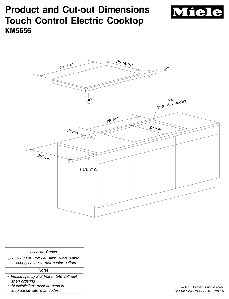 MIELE KM5656 COOKTOP PRODUCT AND CUTOUT DIMENSIONS ManualsLib
