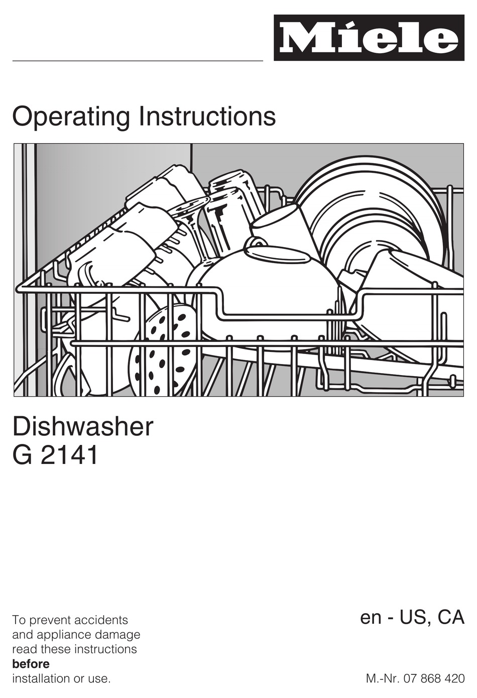 MIELE INSPIRA G2141 DISHWASHER OPERATING INSTRUCTIONS MANUAL ManualsLib