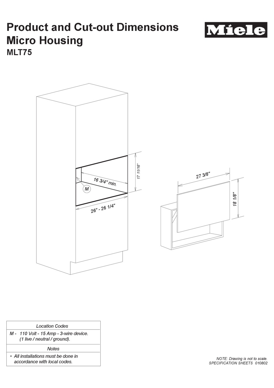 MIELE MLT75 MICROWAVE OVEN DIMENSIONS ManualsLib