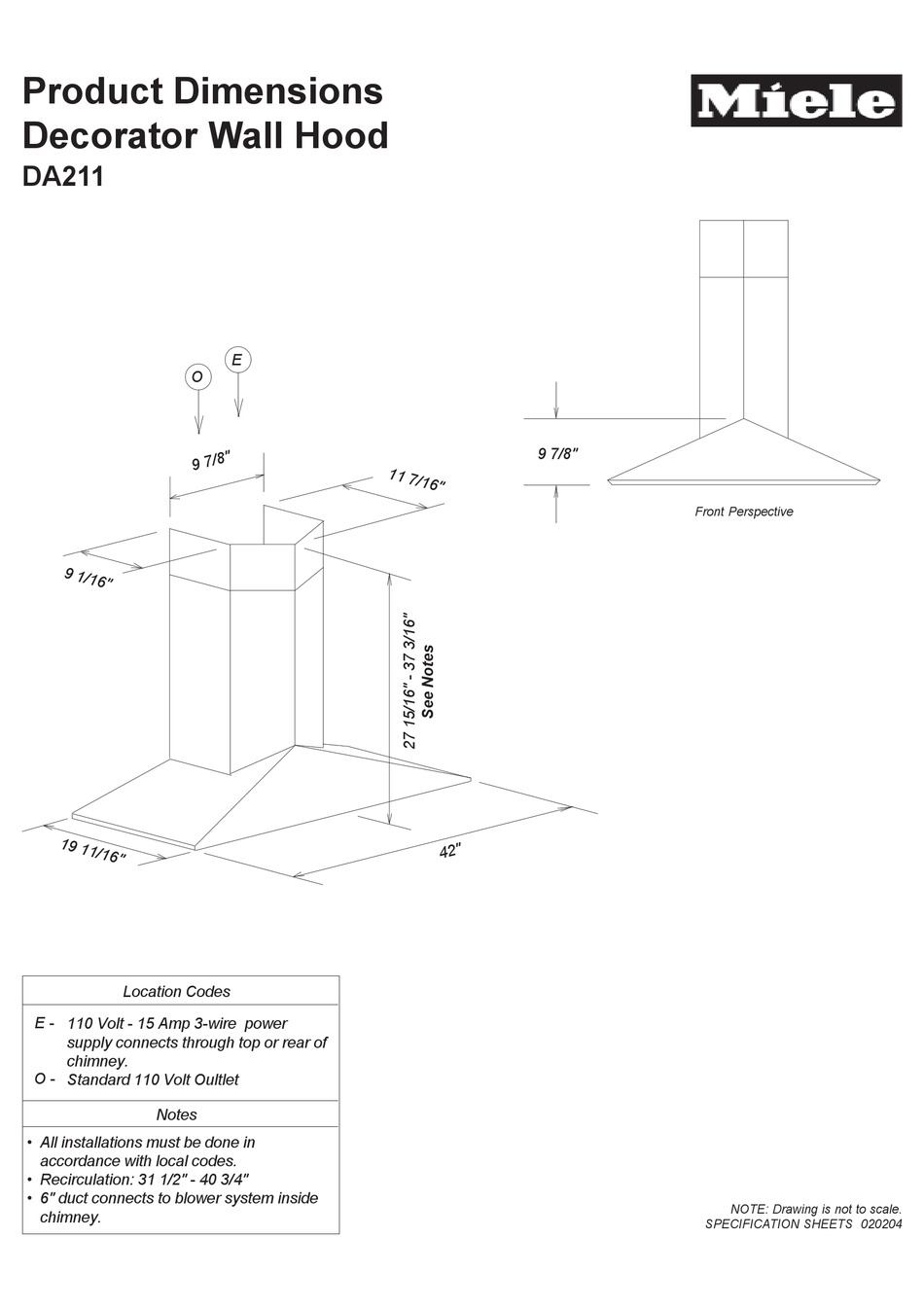 MIELE DA211 VENTILATION HOOD DIMENSION MANUAL ManualsLib
