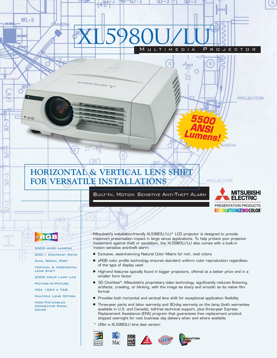 Mitsubishi Electric Xl5980lu Specifications Pdf Download Manualslib