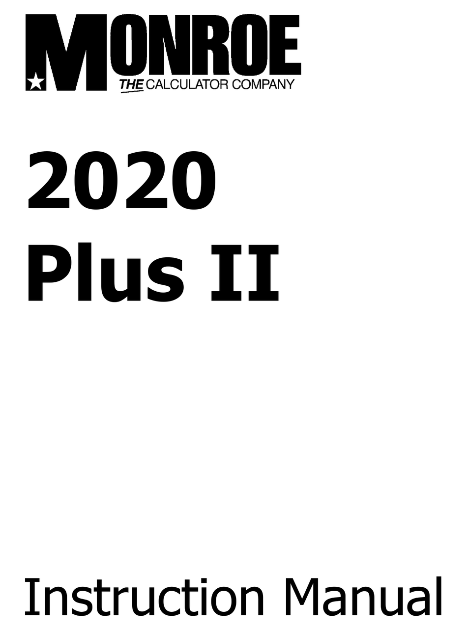 Monroe 2020plus Ii Instruction Manual Pdf Download Manualslib