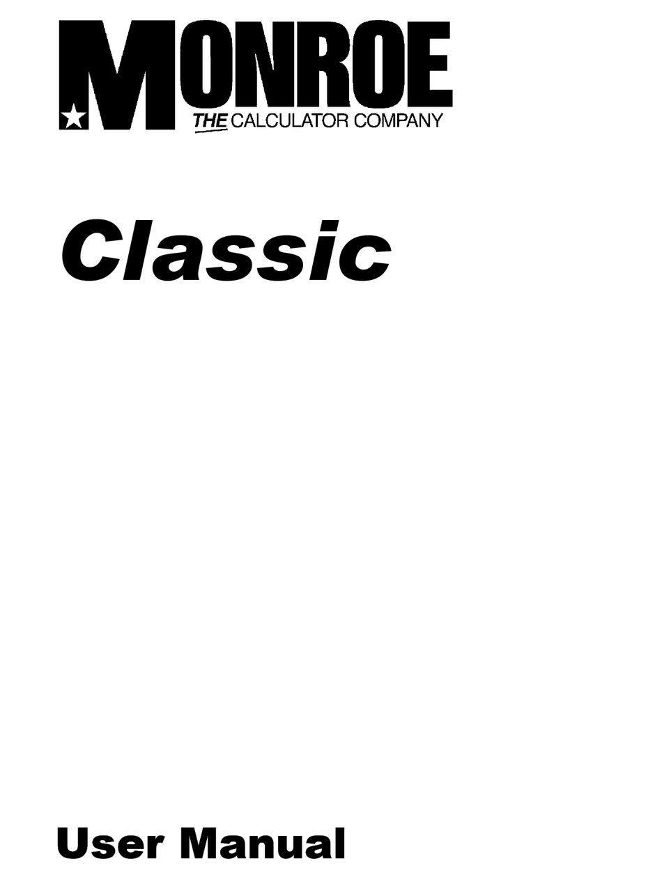 Monroe Classic User Manual Pdf Download Manualslib