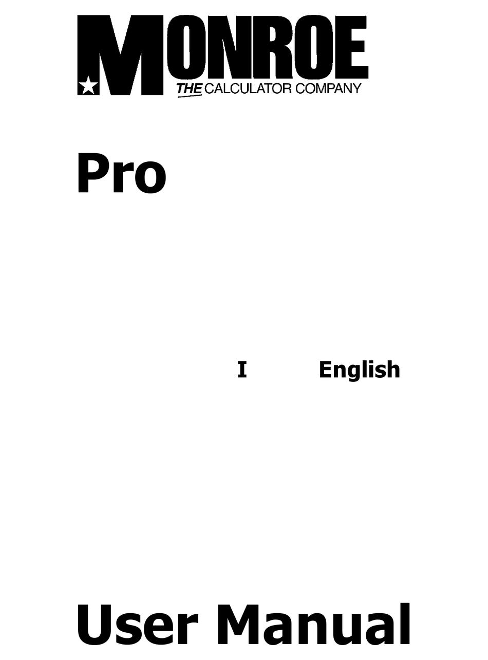 Monroe Pro User Manual Pdf Download Manualslib