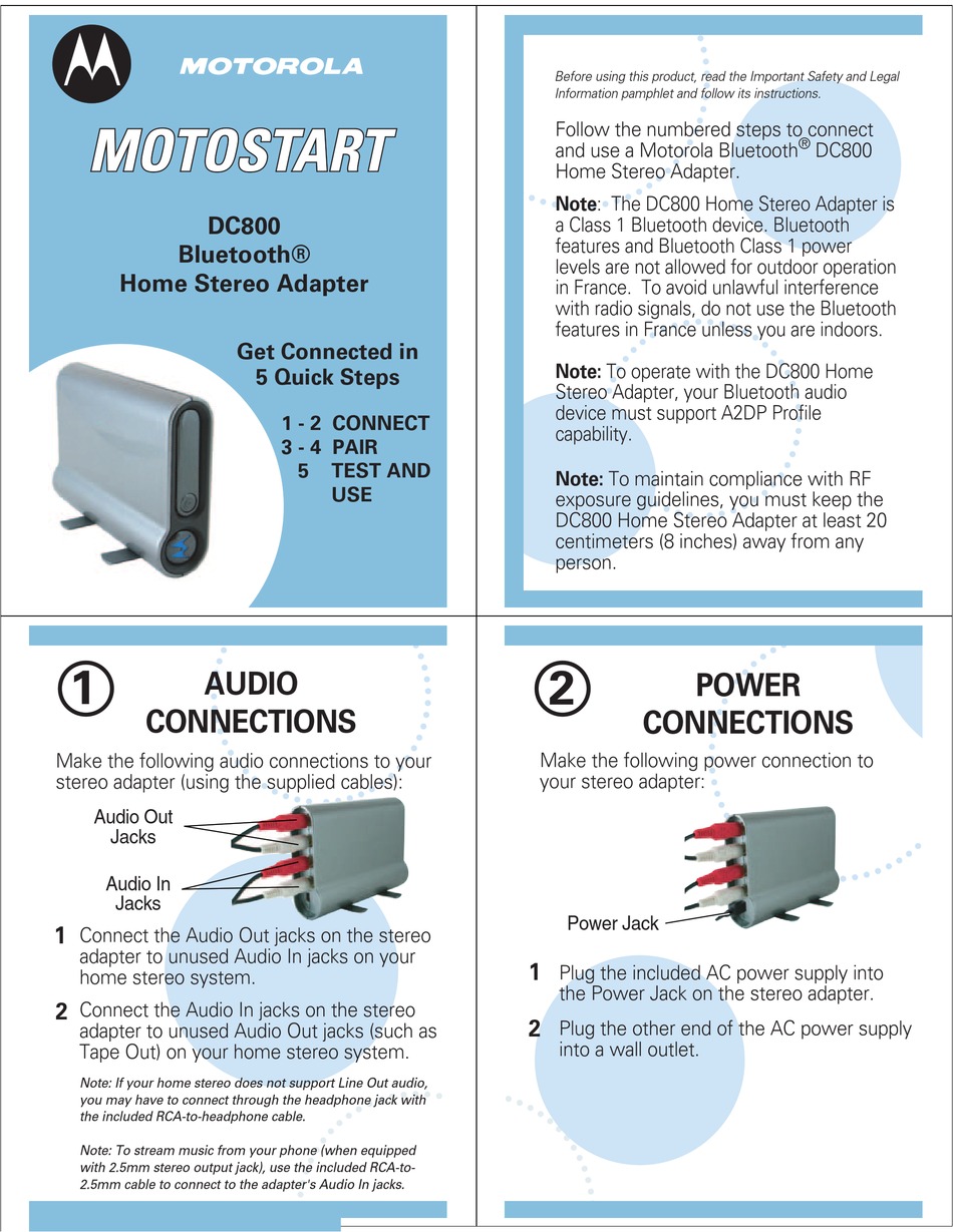 MOTOROLA DC800 ADAPTER QUICK START | ManualsLib