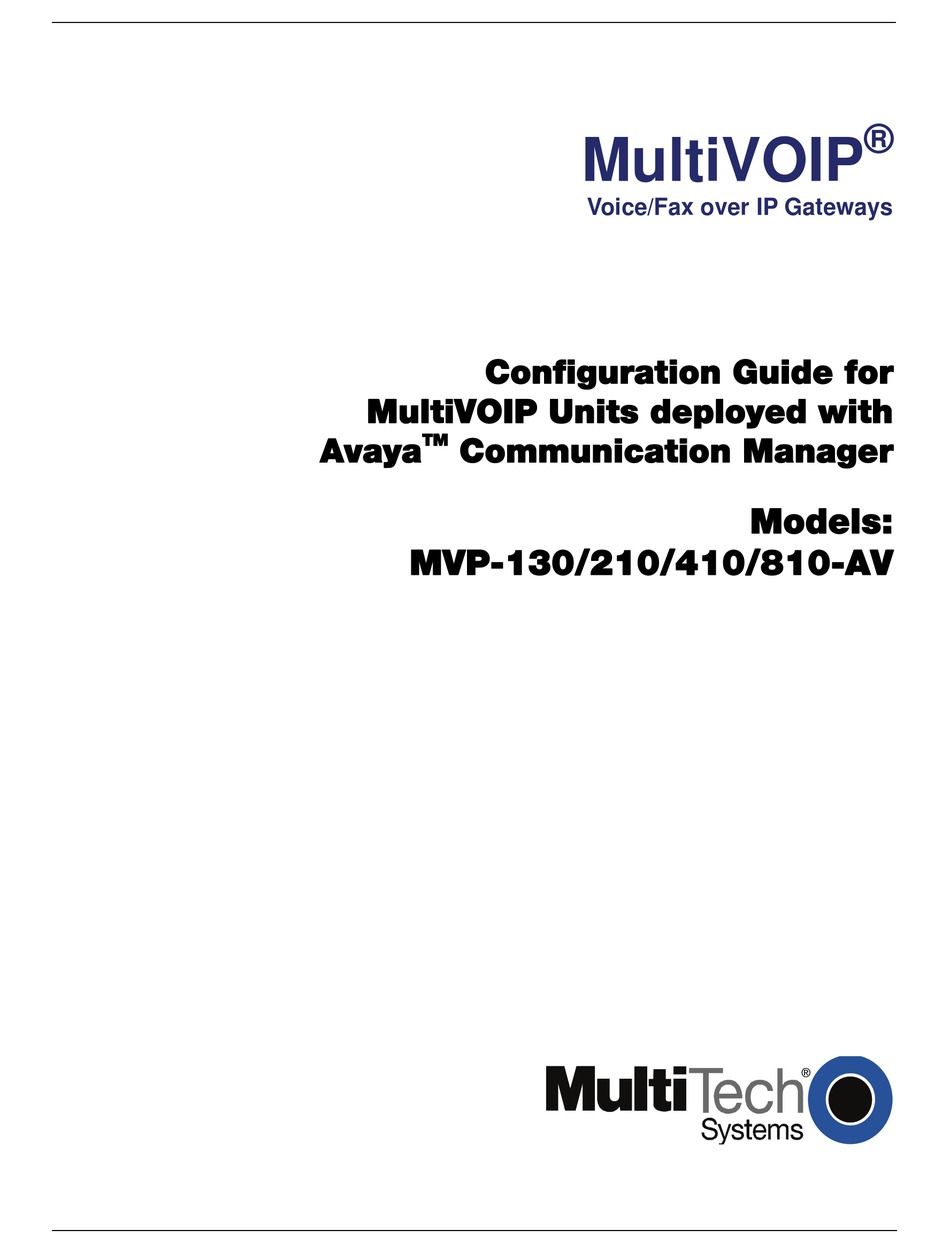 MULTITECH MULTIVOIP MVP210 CONFIGURATION MANUAL Pdf Download | ManualsLib