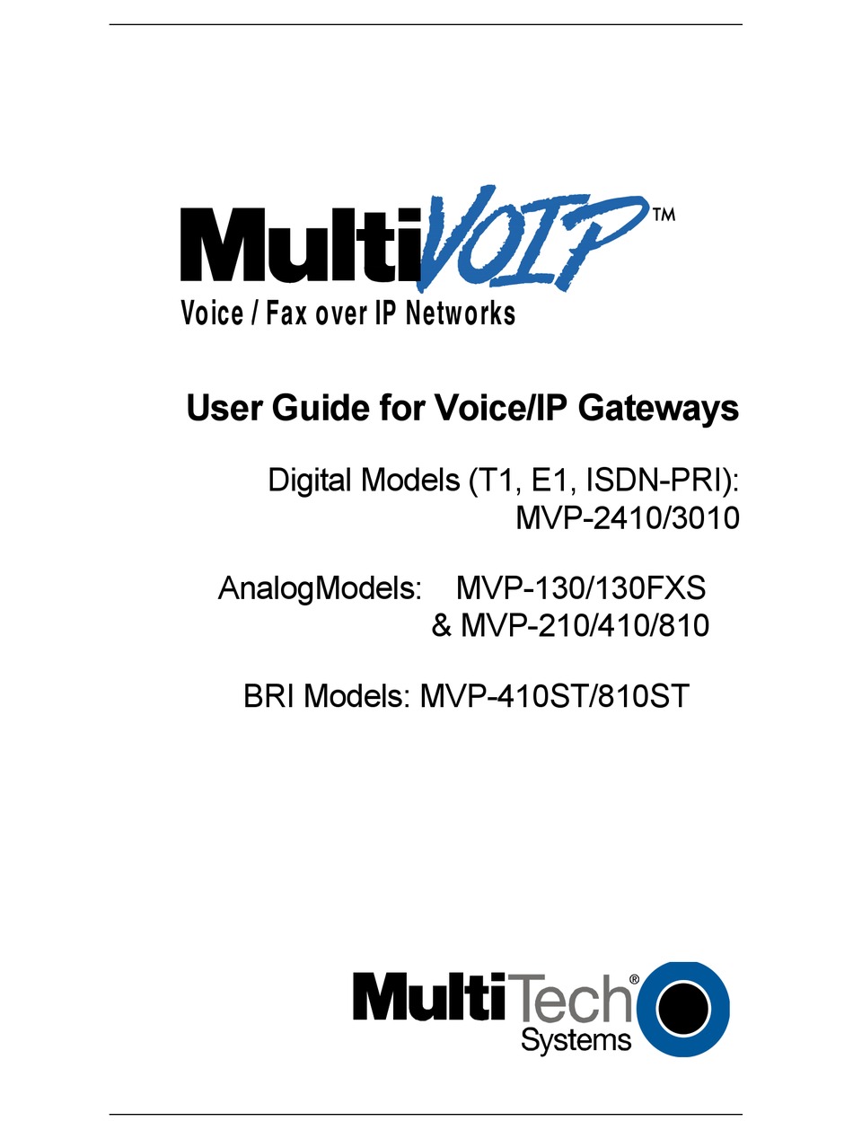 MULTITECH MULTIVOIP MVP-210 USER MANUAL Pdf Download | ManualsLib