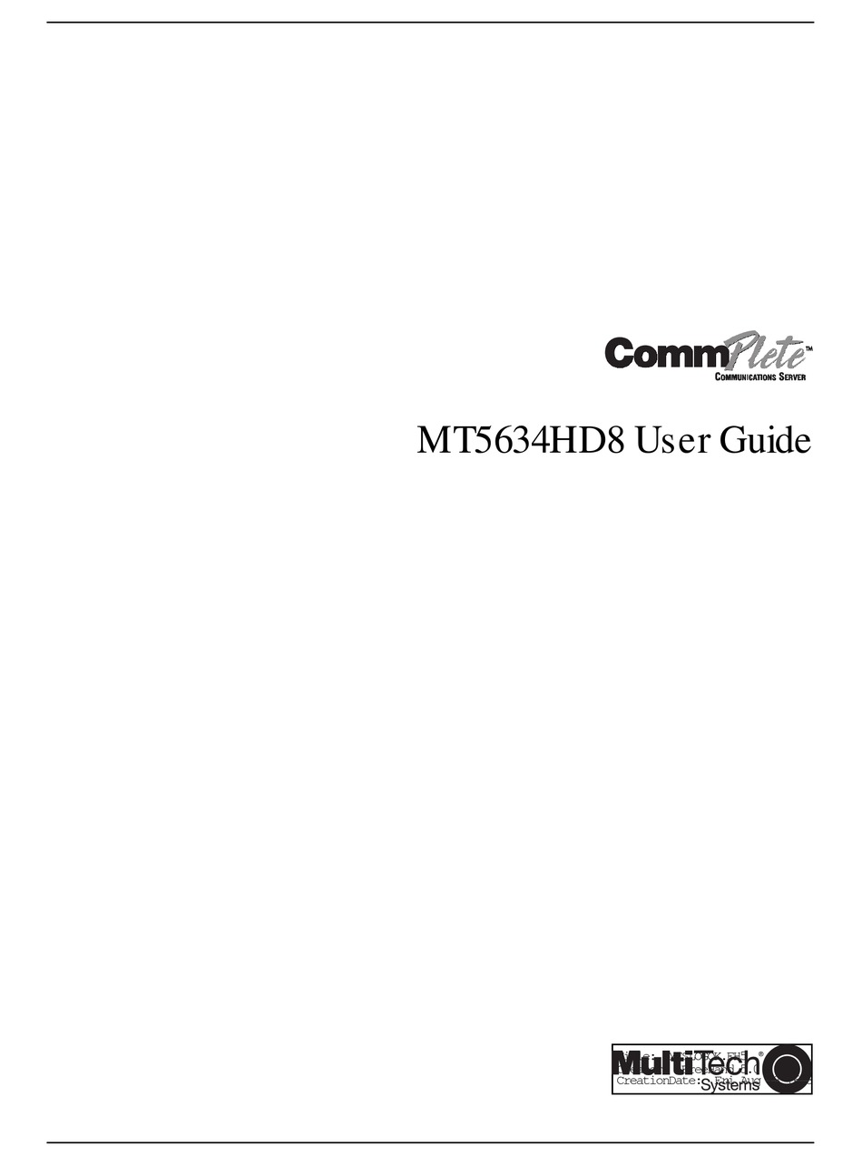 MULTITECH COMMPLETE MT5634HD8 MODEM USER MANUAL ManualsLib