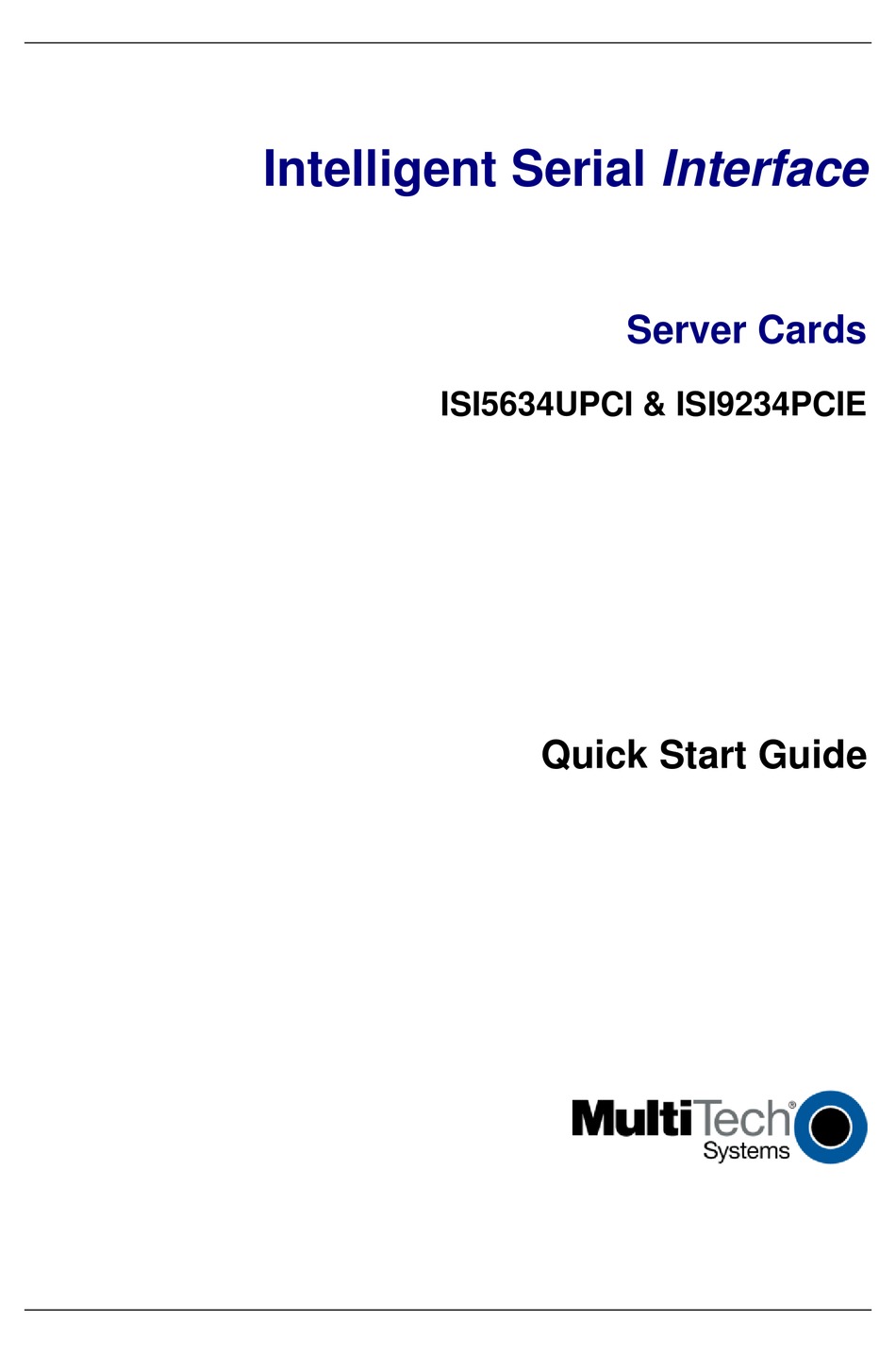 MULTITECH ISI5634UPCI/4 QUICK START MANUAL Pdf Download ManualsLib
