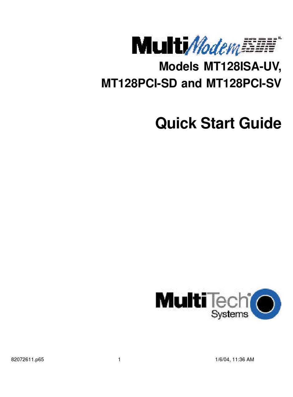 MULTITECH MT128ISAUV MODEM QUICK START MANUAL ManualsLib