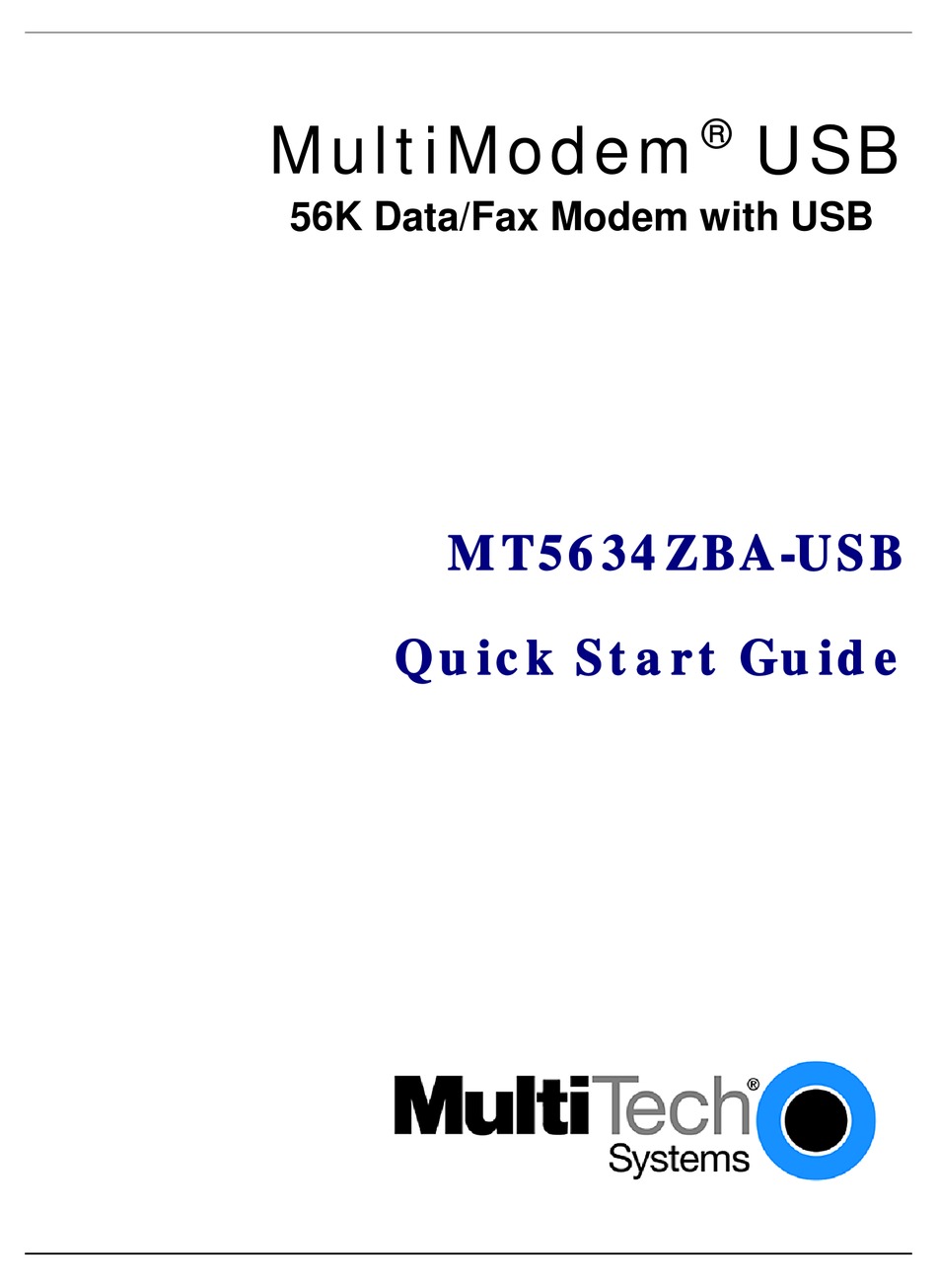 MULTITECH MULTIMODEM MT5634ZBAUSB MODEM QUICK START MANUAL ManualsLib