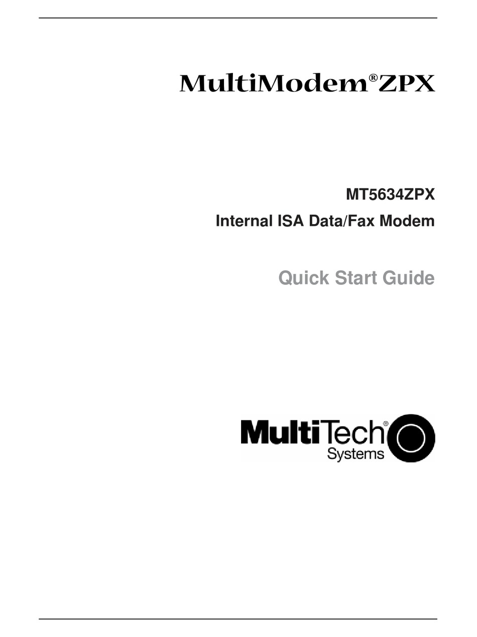 MULTITECH MULTIMODEM MT5634ZPX MODEM QUICK START MANUAL ManualsLib