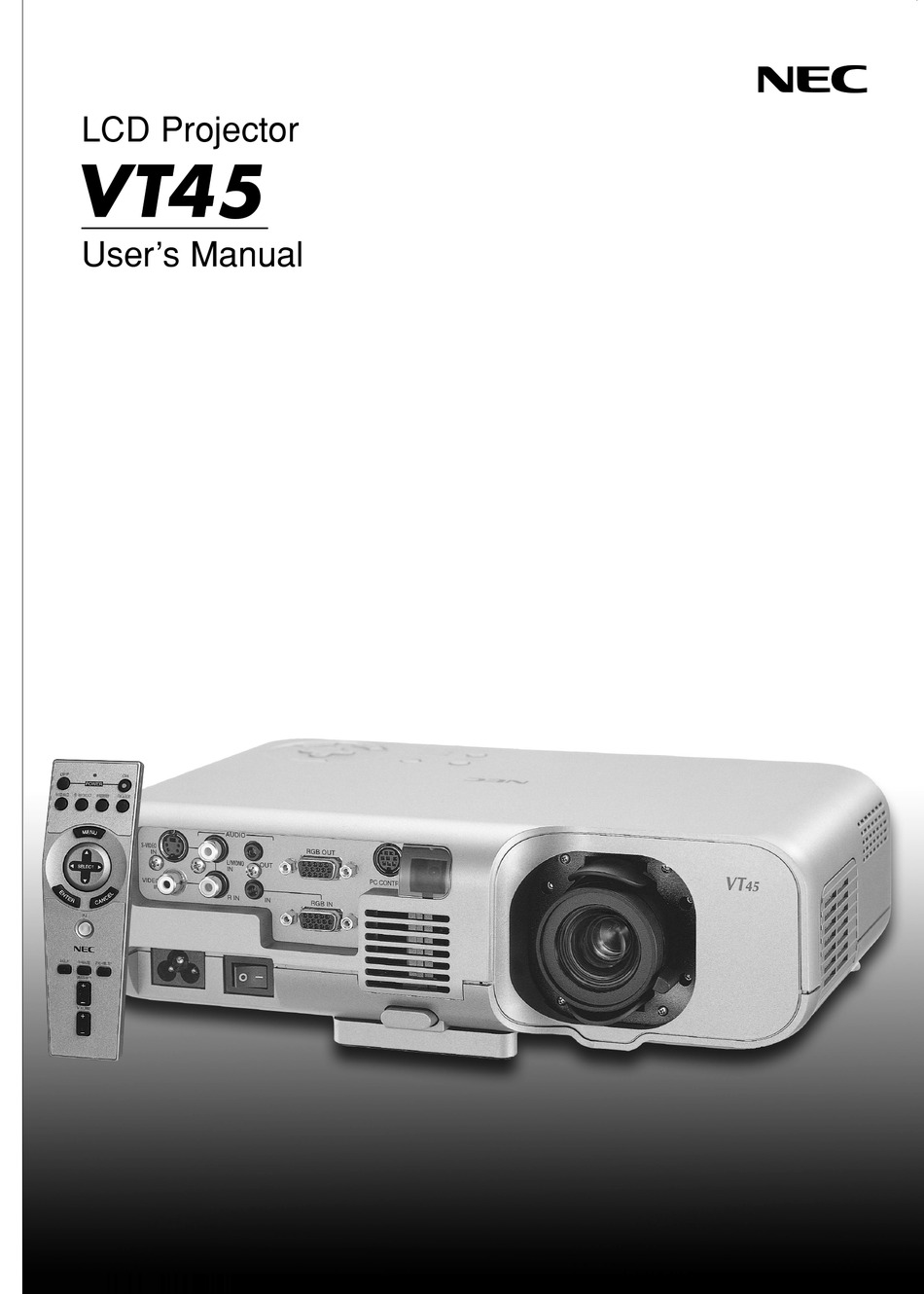 Nec Vt45 User Manual Pdf Download Manualslib