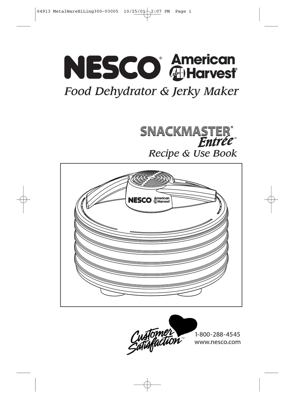 Nesco Fd 35 Use And Recipe Manual Pdf, Nesco Gardenmaster Food Dehydrator Instructions