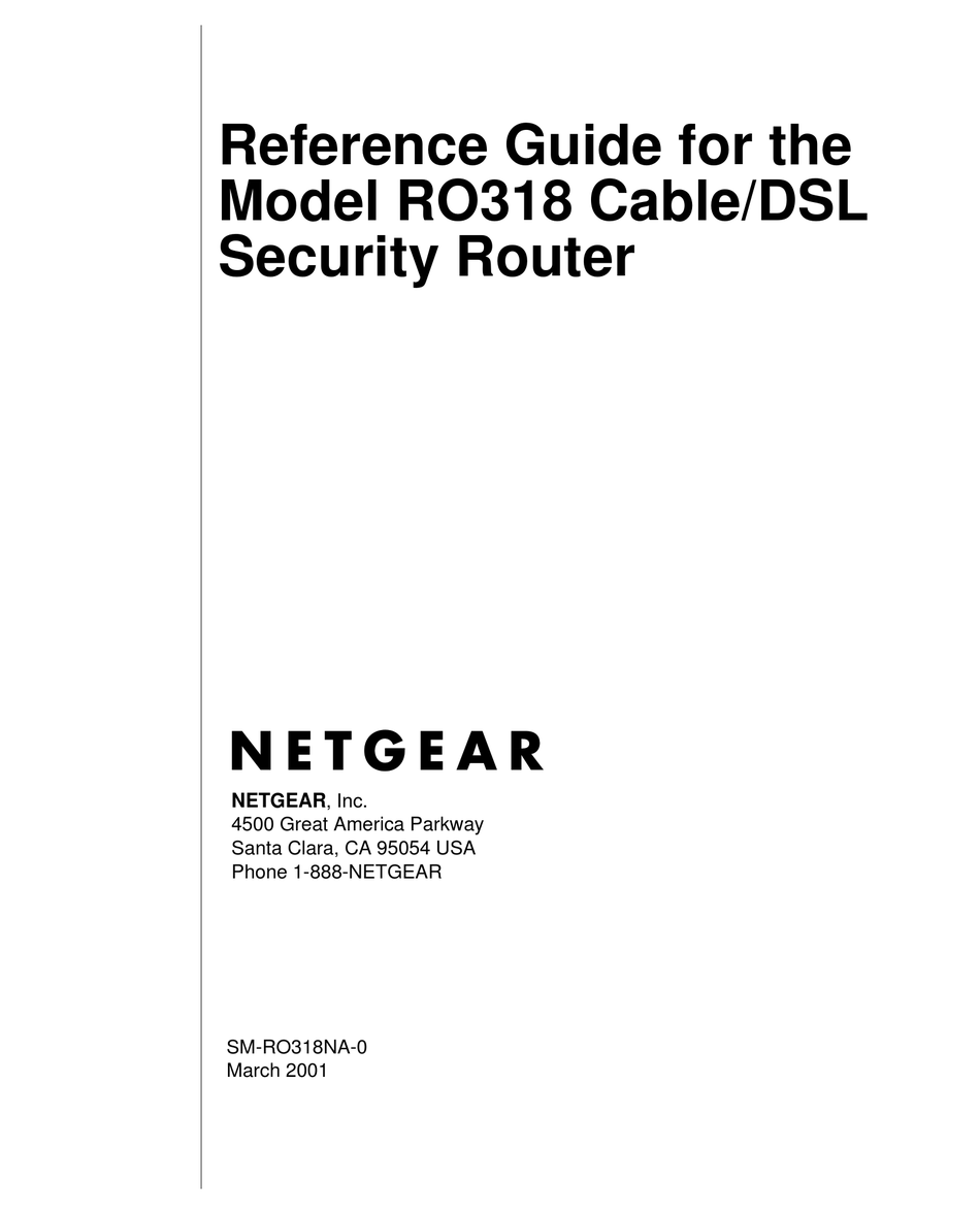 Netgear Ro318 Network Router Reference Manual Manualslib