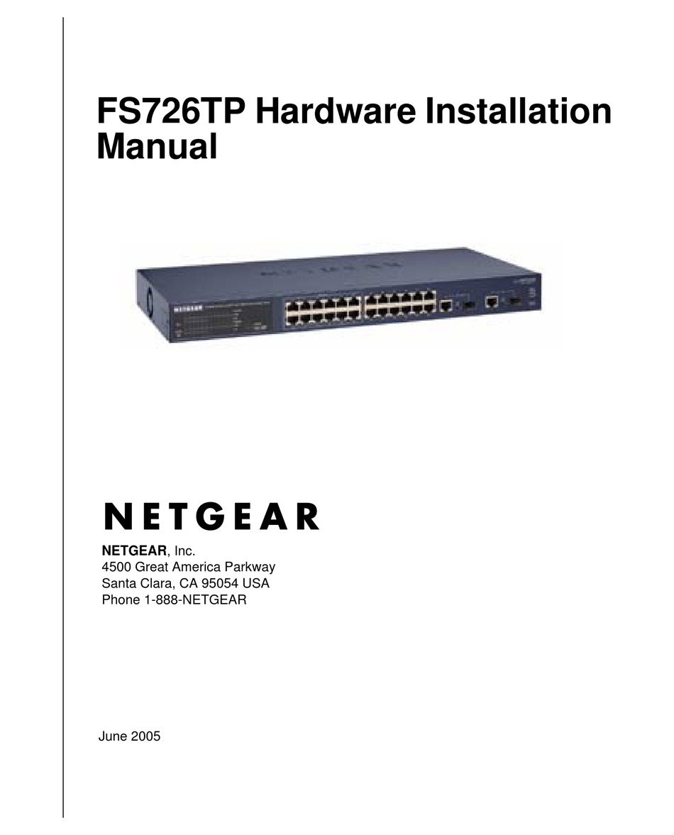 NETGEAR PROSAFE FS726TP HARDWARE INSTALLATION MANUAL Pdf Download