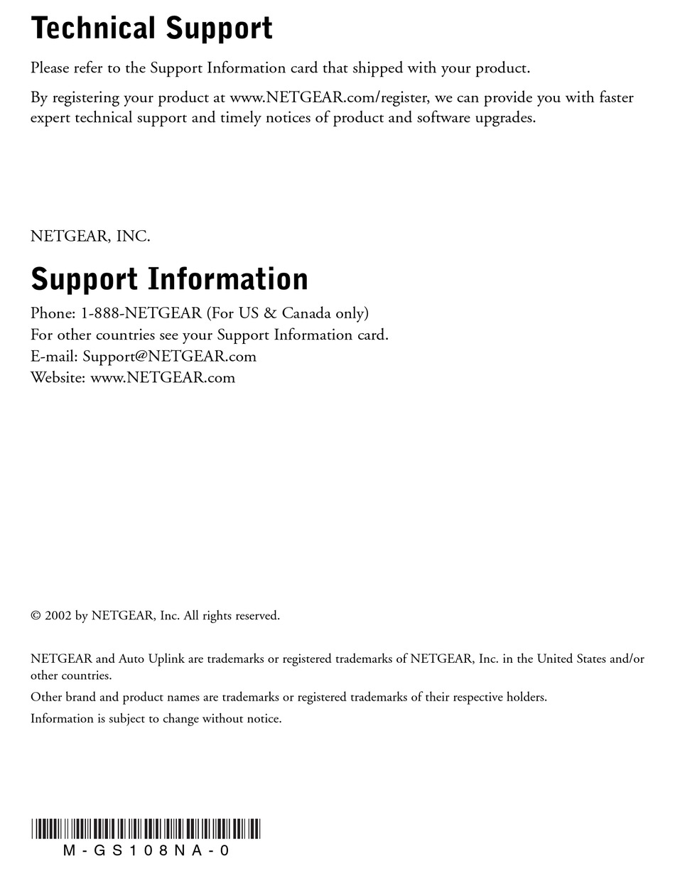 NETGEAR PROSAFE GS108 INSTALLATION MANUAL Pdf Download | ManualsLib