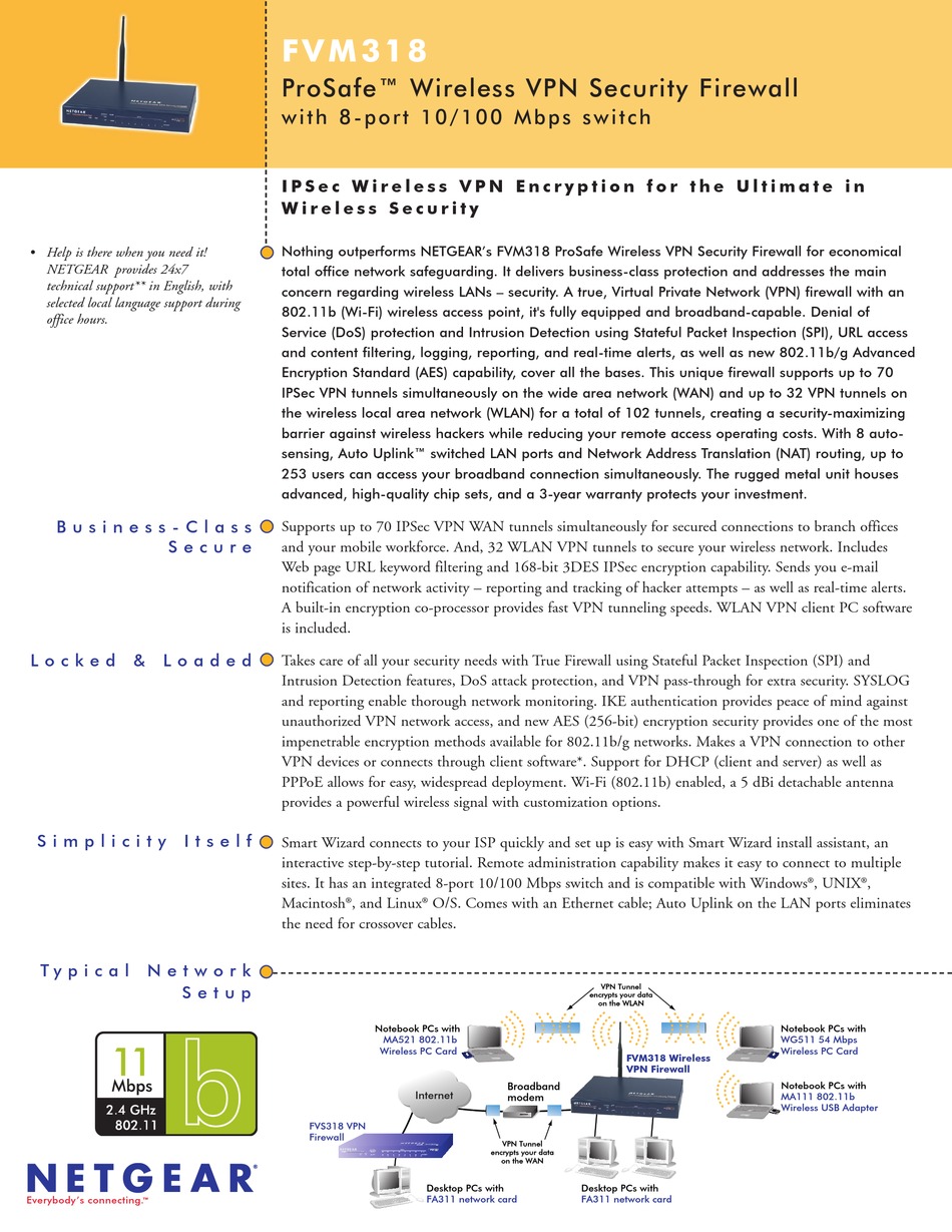 NETGEAR PROSAFE FVM318 SPECIFICATIONS Pdf Download | ManualsLib