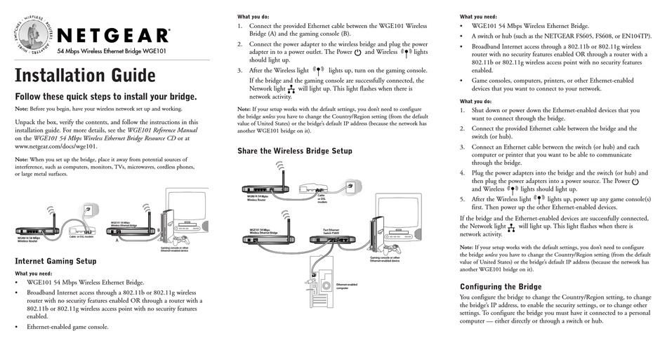 Netgear Wge101 Network Router Installation Manual Manualslib