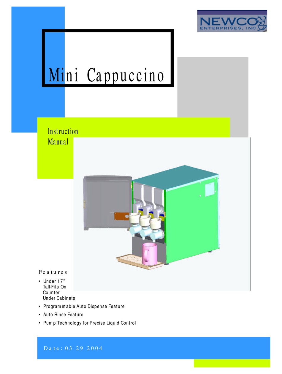 NEWCO MINICAPPUCCINO COFFEE MAKER INSTRUCTION MANUAL ManualsLib