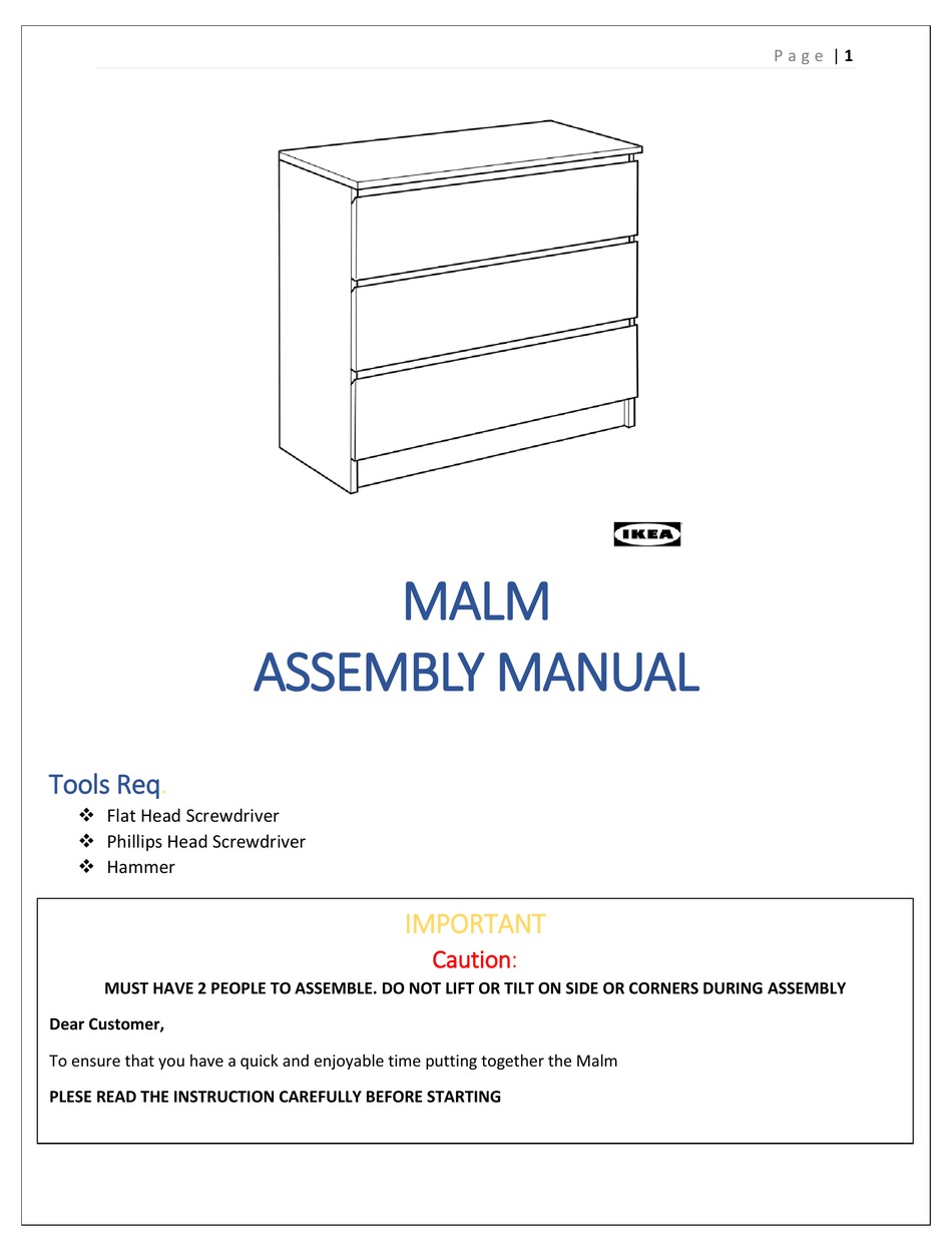 IKEA MALM ASSEMBLY MANUAL Pdf Download ManualsLib
