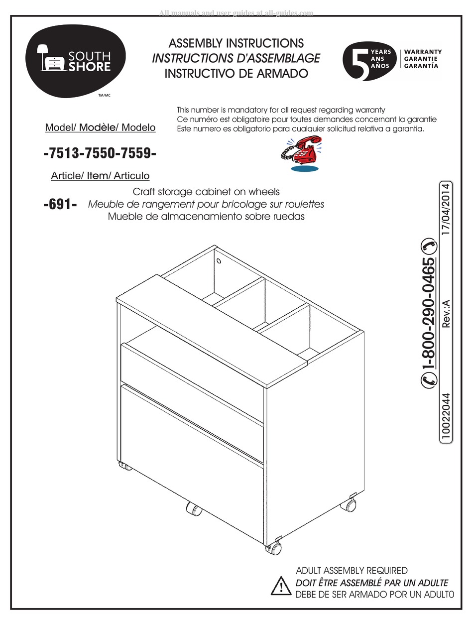 SOUTH SHORE 7513 ASSEMBLY INSTRUCTIONS MANUAL Pdf Download ManualsLib