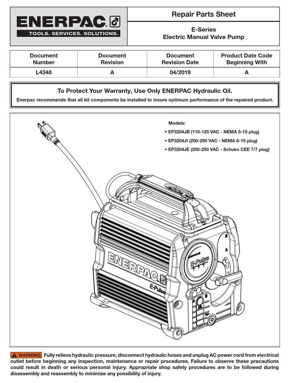 ENERPAC E SERIES REPAIR PARTS SHEET Pdf Download | ManualsLib