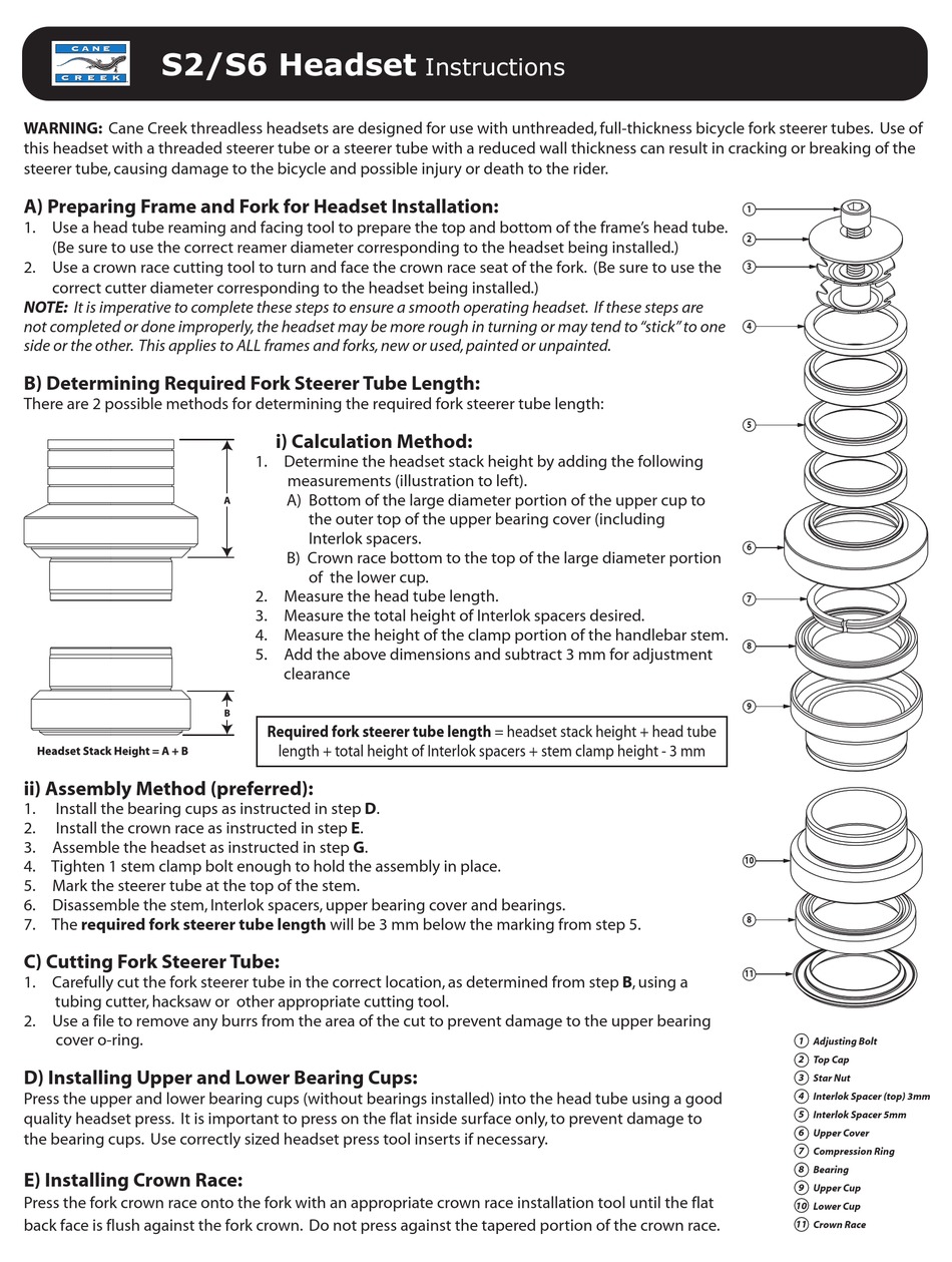 CANE CREEK S2 INSTRUCTIONS Pdf Download ManualsLib
