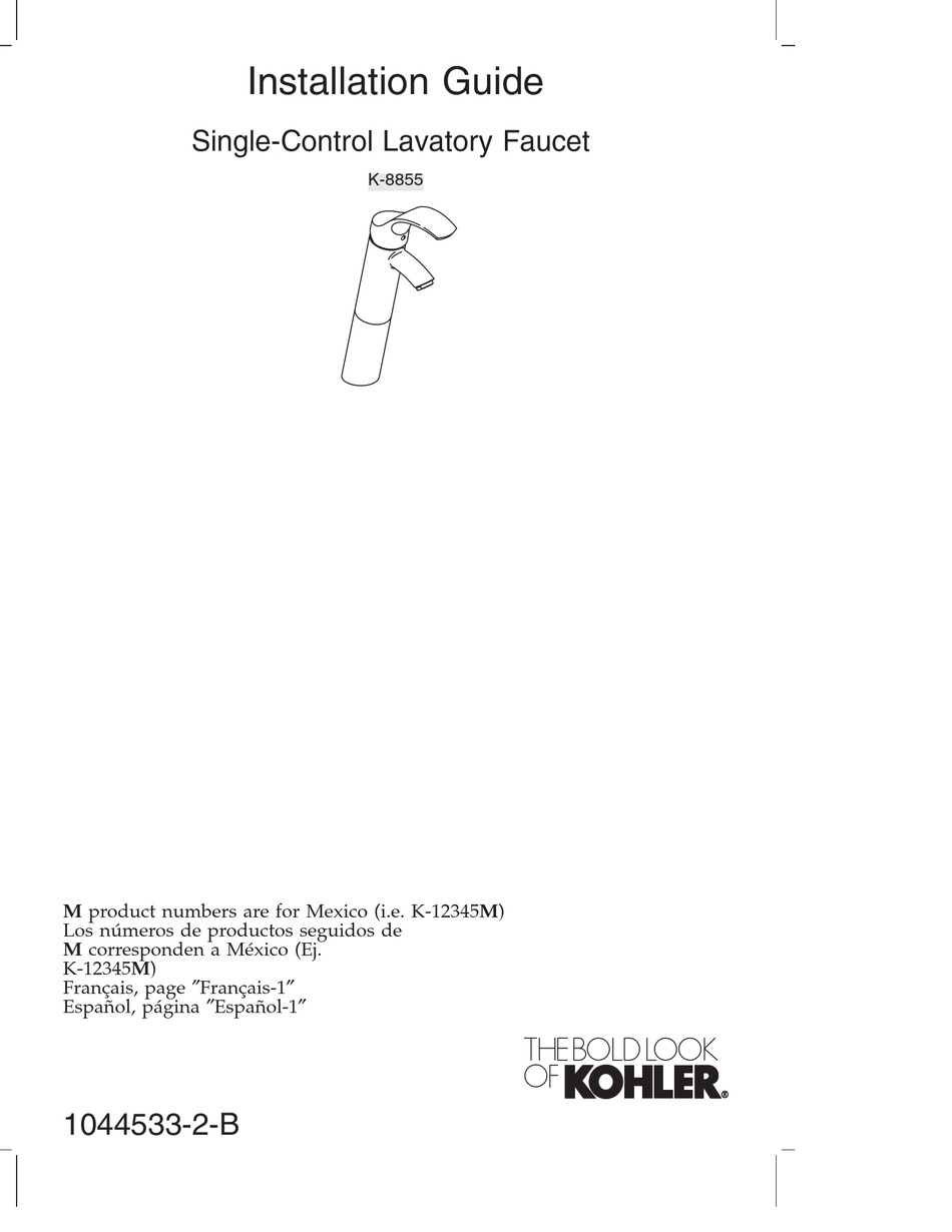 KOHLER K8855 INSTALLATION MANUAL Pdf Download ManualsLib